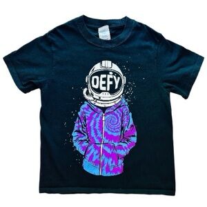 Kids Defy Gravity Astronaut Graphic Youth T-Shirt Spacesuit Small 100%Cotton